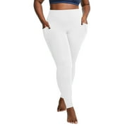 Xysaqa Plus Size Leggings for Women, Super-Soft High Waisted Workout Yoga Pants with Pockets Quick-Dry Comfort Stretch Athletic Leggings White XL